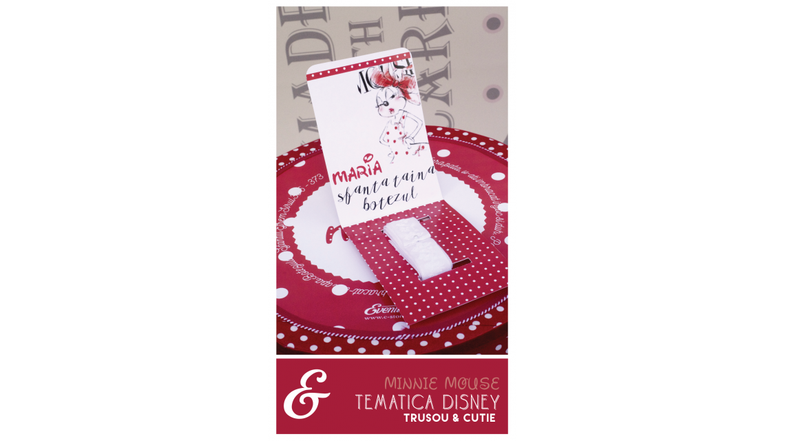 Trusou de botez pentru fetite de inspiratie Disney cu Minnie Mouse, Red Dots  12